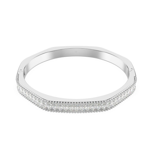 Swarovski Matrix bangle, Baguette cut, White, Rhodium plated