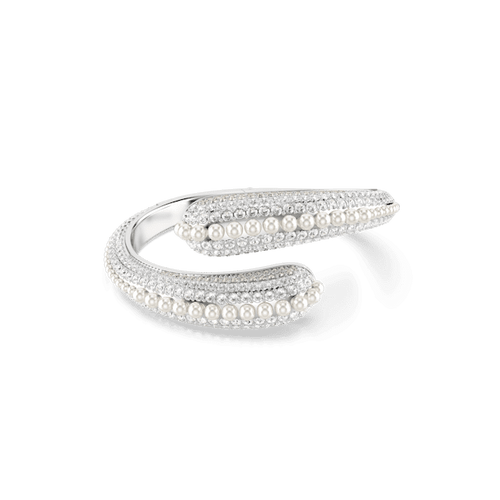 Swarovski Sublima cuff Crystal pearl, Round cut, White, Rhodium plated