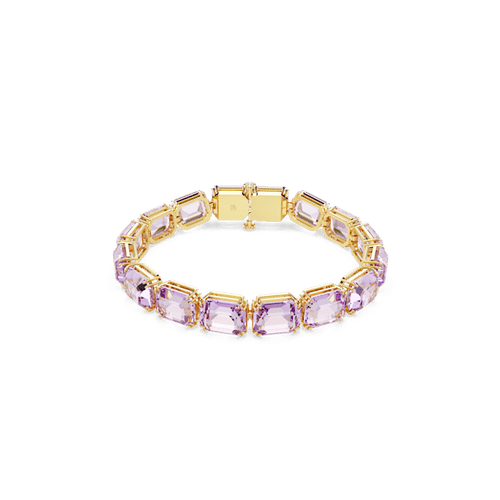 Swarovski Millenia Tennis bracelet, Octagon cut, Purple, Gold-tone plated
