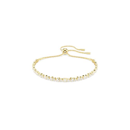 Swarovski Matrix Tennis bracelet, Round cut, White, Gold-tone plated