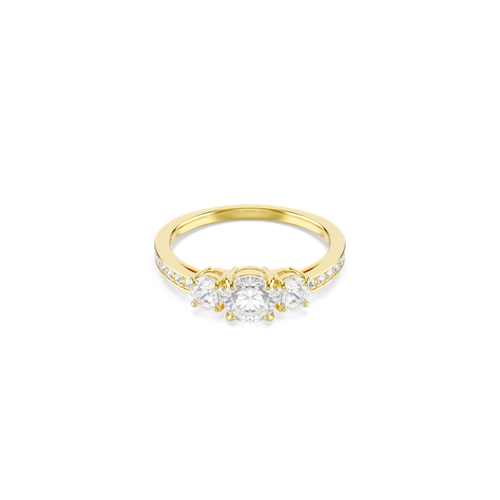 Swarovski Stilla Attract ring, Round cut, White, Gold-tone plated