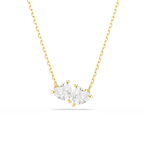 Swarovski Mesmera Attract necklace, Heart, White, Gold-tone plated