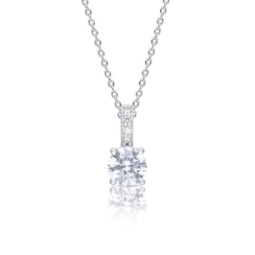 Diamonfire Solitaire Pendant with Pave Bale Diamonfire Solitaire Pendant with Pave Bale