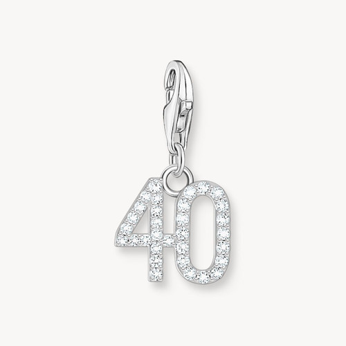 Thomas Sabo Silver charm pendant number 40 with zirconia