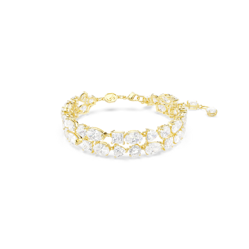 Swarovski Mesmera bracelet, Mixed cuts, White, Gold-tone plated