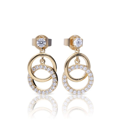 Diamonfire Interlinked Plain and Zirconia Rings Drop Earrings