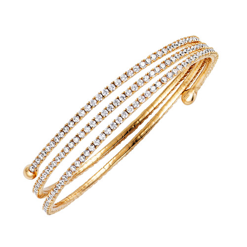 Attorno Bracelet 925 Sterling Silver Gold-Plated Triple Row