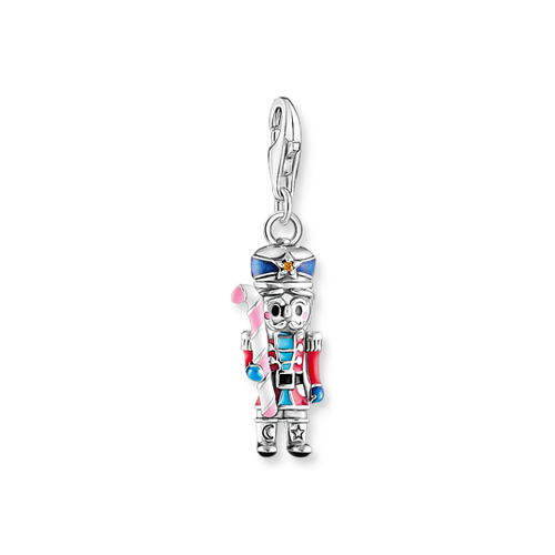 Silver nutcracker charm pendant stones