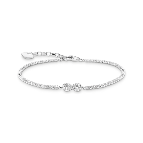 Silver tennis bracelet Infinity with white stones