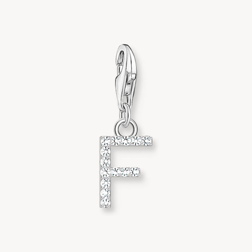 Thomas Sabo Charm pendant letter F with white stones silver