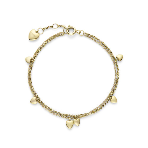 Classic Mini Heart Gold Plated Double Chain Bracelet