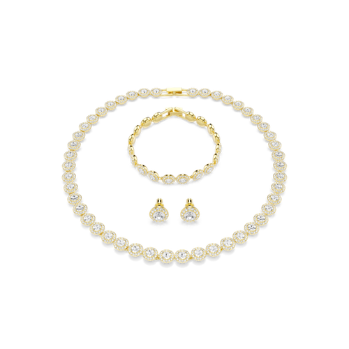 Una Angelic set, Set (3), Round cut, White, Gold-tone plated