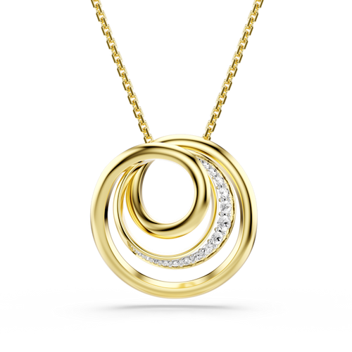 Hyperbola necklace, Round cut, White, Gold-tone plated