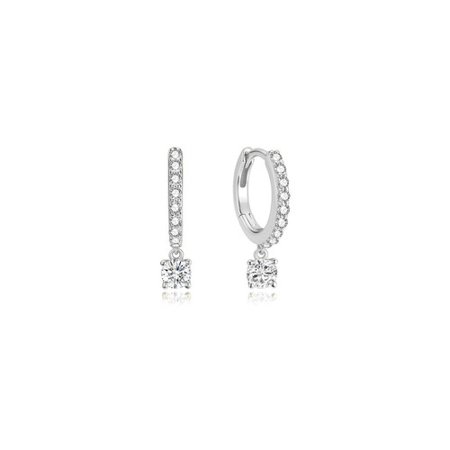 ANIA HAIE Silver Dangling Sparkle Huggie Hoop Earrings