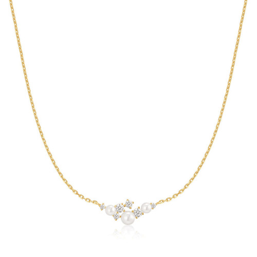 ANIA HAIE Gold Shell Pearl Cluster Necklace