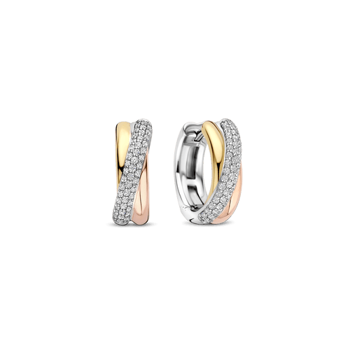 Tricolor Zirconia Crossover Hoops