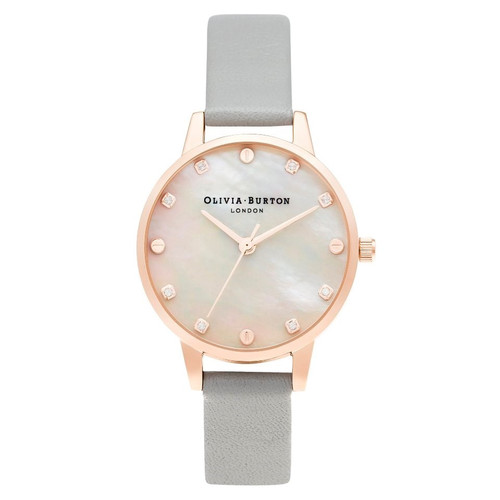 Olivia Burton Classics Grey Leather Strap Watch