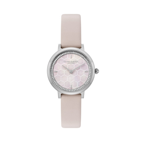 Signature 28mm Honeycomb Ultra Slim Silver & Primrose Leather Strap Watch