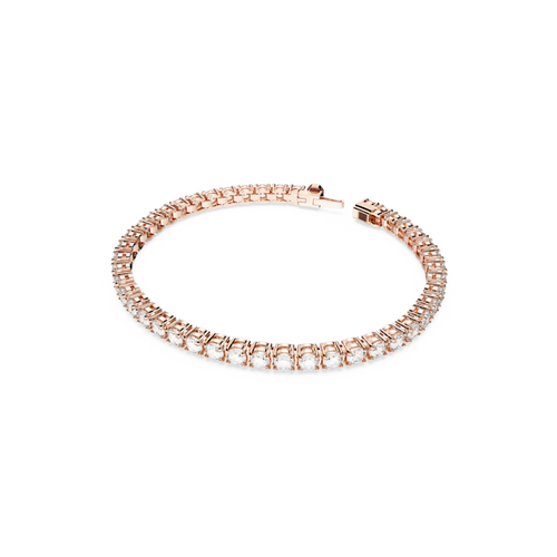Matrix Tennis bracelet, Round cut, White, Rose gold-tone plated