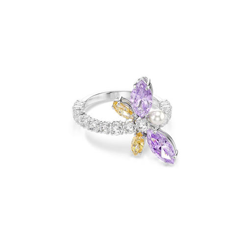 Ariana Grande x Swarovski motif ring, Mixed cuts, Dragonfly, Multicolored, Rhodium plated