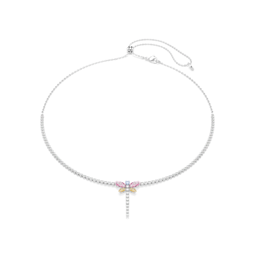 Ariana Grande x Swarovski Y necklace, Mixed cuts, Dragonfly, Multicolored, Rhodium plated