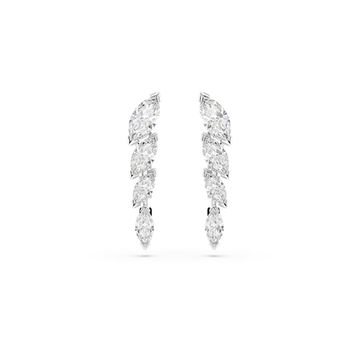 Mesmera earrings, Marquise cut, White, Rhodium plated