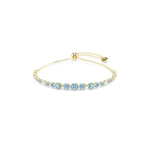 Imber bracelet, Round cut, Blue, 18K gold finish