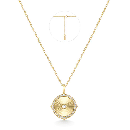 Gold Diamond-Cut Sunny Disc Necklace