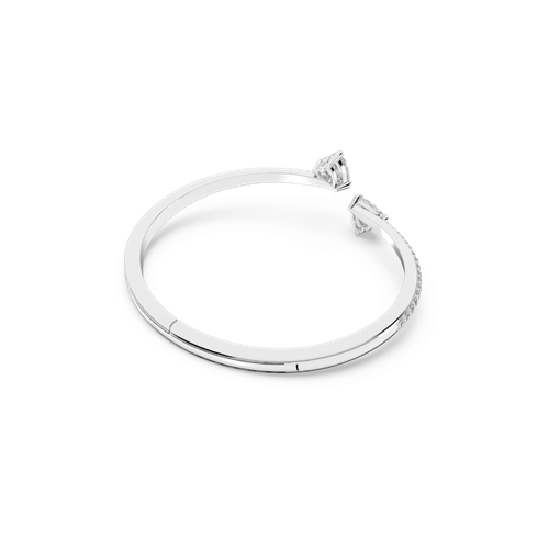 Mesmera bangle, Heart, White, Rhodium plated