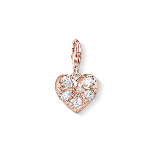 Thomas Sabo Charm pendant white stone heart rose gold