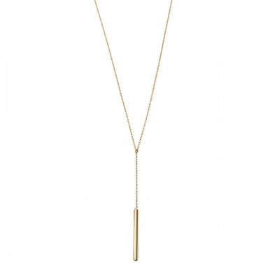 9ct Yellow Gold Plain Bar Lariat Necklace