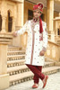 Amazing Off White Silk Brocade Designer Sherwani1037