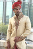 Amazing Golden Zari Brocade Designer Sherwani1046