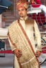 Amazing  Blonde Cream Brocade Silk Designer Sherwani1150