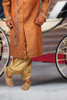 Amazing Orange Brocade Silk Designer Sherwani1162