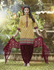 Mustard and Maroon color Contrast Combination Pure Cotton Fabric Ban Neck Design Patiala Suit
