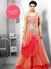 Peach color Cut Sleeves Floor Length Net Fabric Layered Gown