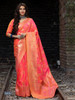 Pinkish Peach color Banarasi Silk Fabric Saree