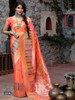 Peach color Banarasi Silk Fabric Saree
