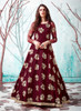 Maroon color Floor Length Full Sleeves Net Fabric Gown