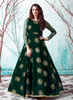 Green color Floor Length Full Sleeves Net Fabric Gown