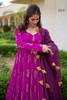 Gorgeous Purple Pure Muslin Gown3928