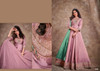 Pinkish Mauve color Silk Fabric Floor Length Embroidery work Ban Neck Design Gown