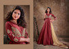 Maroon color Silk Fabric Floor Length Embroidery work Ban Neck Design Gown