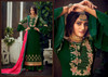 Dark Green color Pure Georgette Fabric Embroidered Party Wear Suit