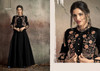 Black color Soft Tapeta Silk Fabric Floor Length Ban Neck Design Gown