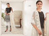 Black and White color Net Fabric Embroidered Suit