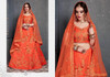 Orange color Slub Silk Fabric Lehenga Choli