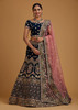Royal Blue color Velvet Fabric Lehenga Choli