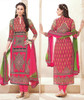 Magenta color Pure Cotton Fabric Ban Neck Design Suit